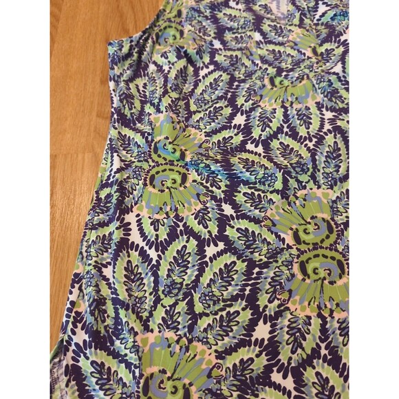 Ellie Kai Tank Top Womens 10 Purple Green Multi Sleeveless Floral Stretch V Neck - Picture 2 of 7